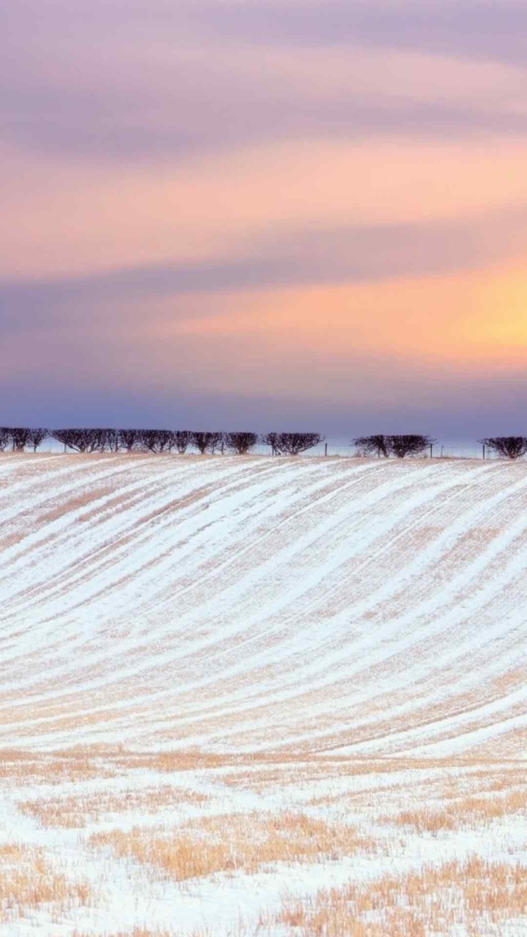 唯美夕阳下的雪景高清手机壁纸