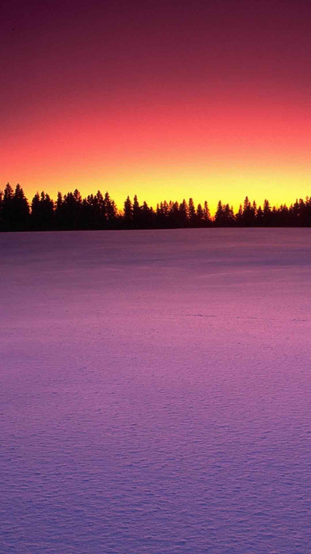 唯美夕阳下的雪景高清手机壁纸