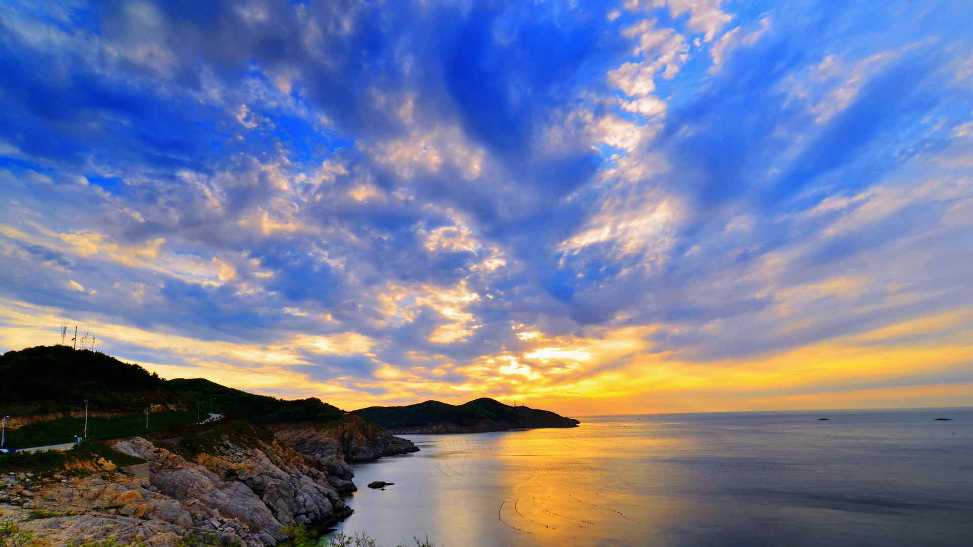 山东威海猫头山晚霞风景图片电脑桌面壁纸下载