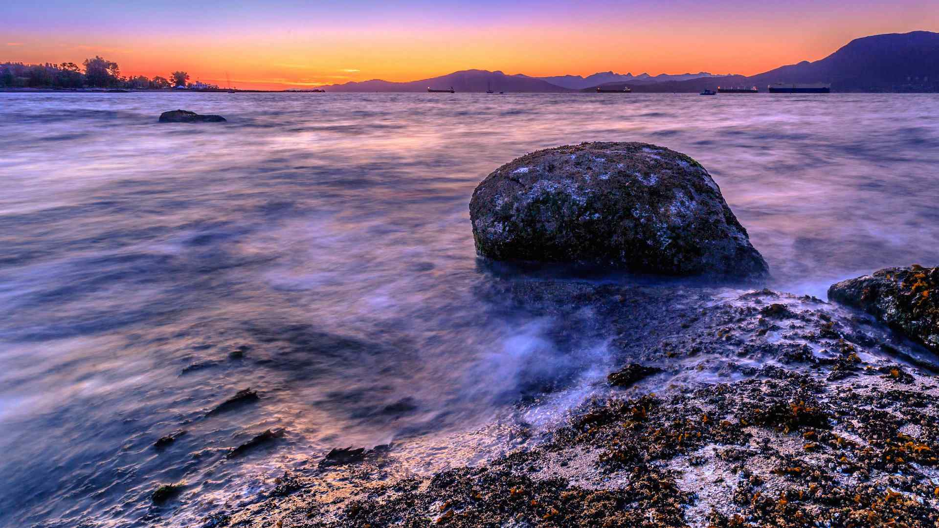 海天一线唯美加拿大温哥华杰利科海滩风景桌面壁纸